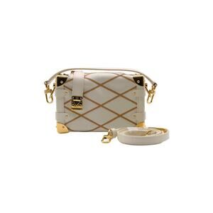 Louis Vuitton Lambskin Leather Malletage Side Trunk Handbag in Creme